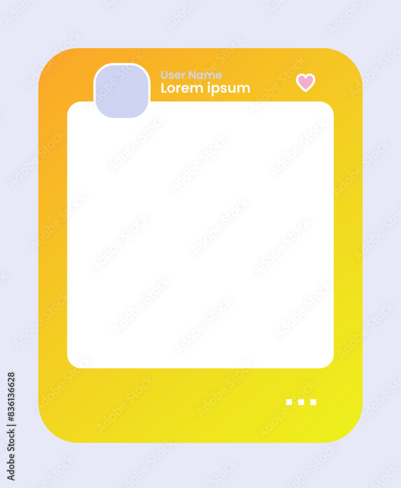 Social media frame isolated template. Colorful social media interface. Social media frame isolated template. Colorful social media interface.