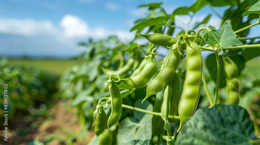 a bean field rows of green pic a bean field rows of green pic