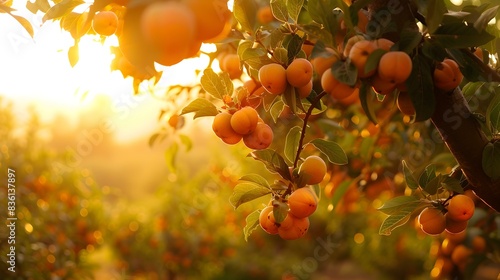 a persimmon orchard trees pic photo