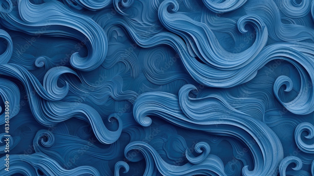 Background with a wave pattern in blue color Background with a wave pattern in blue color