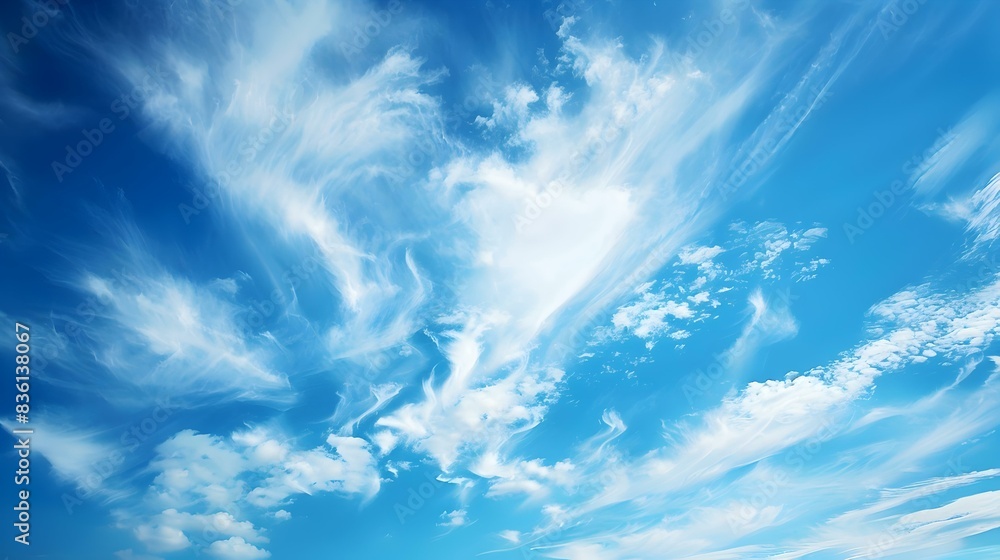 a blue sky with airy clouds pic