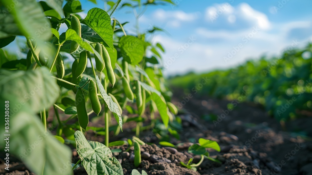 a bean field rows of green a bean field rows of green