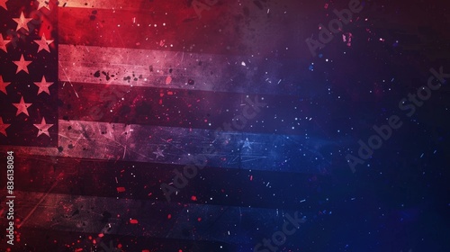 Patriotic Business Presentation with American Flag Watermark and Independence Day Graphics
