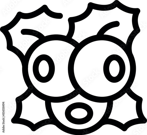 Cartoon mistletoe symbol illustration in black and white for christmas decoration. Festive holiday. And seasonal winter celebration. With simple vector design and minimalistic nordic element