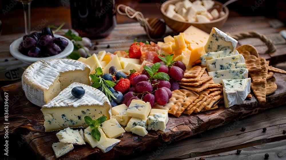 Close up of a cheese board Close up of a cheese board