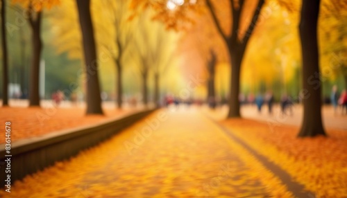 Autumn park with intentional motion blur creating a natural bokeh background, Abstract autumn trees, Leaves 2, Autumn Foliage Motion. 3d illustration created with generative ai. photo