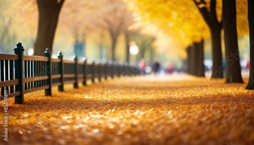 Autumn park with intentional motion blur creating a natural bokeh background, Abstract autumn trees, Leaves 2, Autumn Foliage Motion. 3d illustration created with generative ai. photo