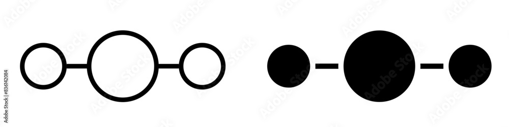 Linear molecular structure icon mark in filled style Linear molecular structure icon mark in filled style