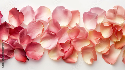 Assorted Rose Petals on White Background