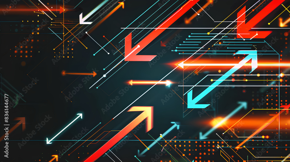 Fototapeta premium a minimalistic image showcasing digital arrows on a subtle tech grid background