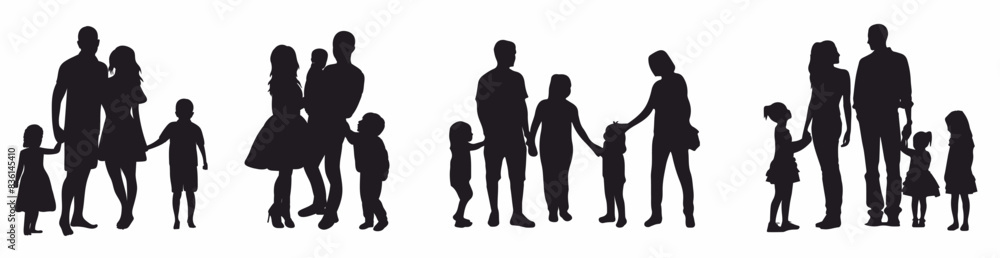 Set of family silhouette collection. Collection of families on isolated white background. Set of family silhouette collection. Collection of families on isolated white background.
