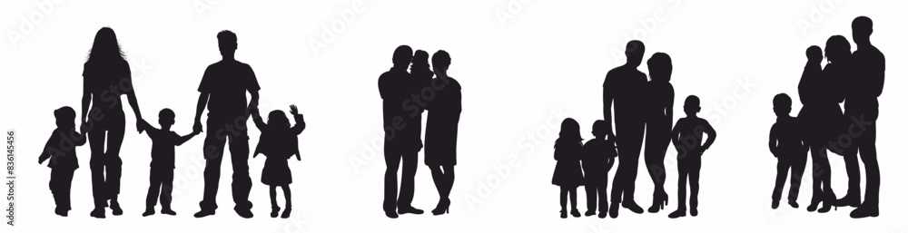 Group of various family silhouette set. Set of various family. Group of various family silhouette set. Set of various family.