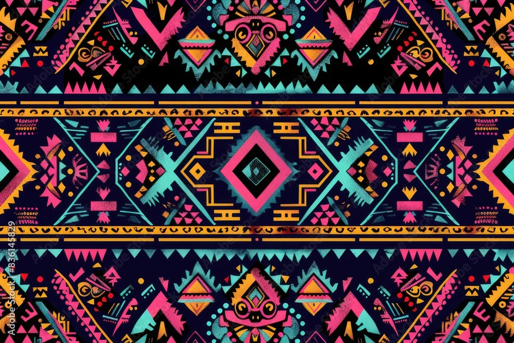 Ethnic Figure aztec embroidery style. Geometric ikat oriental traditional art pattern.Design for ethnic background,wallpaper,fashion,clothing,wrapping,fabric,element,sarong,graphic,vector illustration Ethnic Figure aztec embroidery style. Geometric ikat oriental traditional art pattern.Design for ethnic background,wallpaper,fashion,clothing,wrapping,fabric,element,sarong,graphic,vector illustration