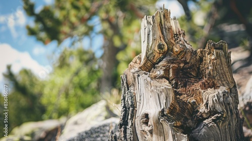 Structured tree trunk against a natural backdrop