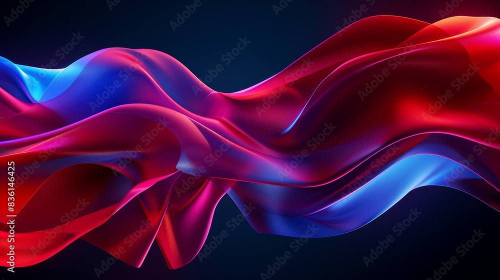 Abstract Flowing Fabric In Red And Blue creating a dynamic and vibrant visual effect with smooth curves and gradients on a dark background. Abstract Flowing Fabric In Red And Blue creating a dynamic and vibrant visual effect with smooth curves and gradients on a dark background.