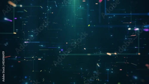 Abstract representation of a futuristic digital data network with glowing nodes and lines on a dark background, symbolizing connectivity, technology, and information flow.