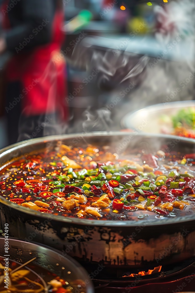 Close up of a Sichuan hot pot Close up of a Sichuan hot pot