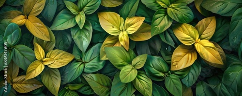 Wallpaper Mural Vibrant green and yellow leaves collection, lush foliage background, perfect for nature-themed designs and decor Torontodigital.ca