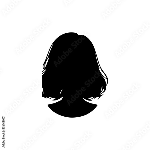 Woman head silhouette, face profile, vignette. Hand drawn illustration, isolated on white background. Design for invitation, greeting card, vintage style