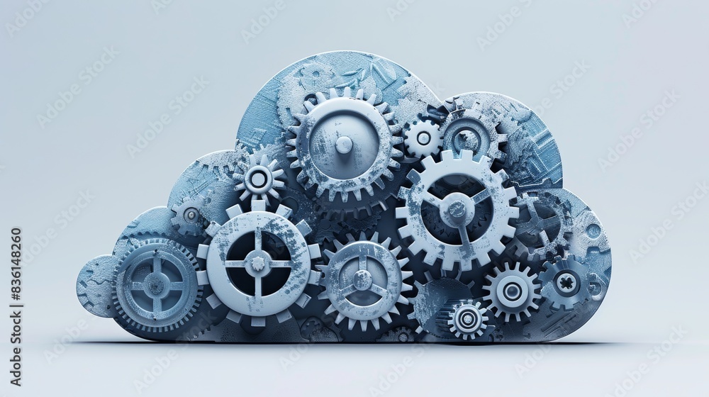 A creative 3D illustration of a cloud composed of interconnected gears and cogs, symbolizing the mechanical aspects of cloud infrastructure. A creative 3D illustration of a cloud composed of interconnected gears and cogs, symbolizing the mechanical aspects of cloud infrastructure.