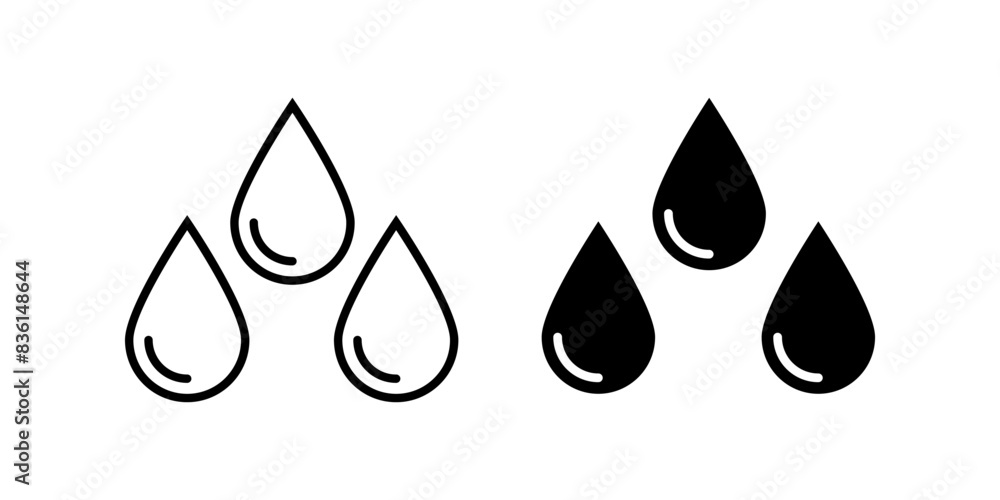 Raindrops Icon. Symbol isolated white background. vector illustration. color editable. Raindrops Icon. Symbol isolated white background. vector illustration. color editable.