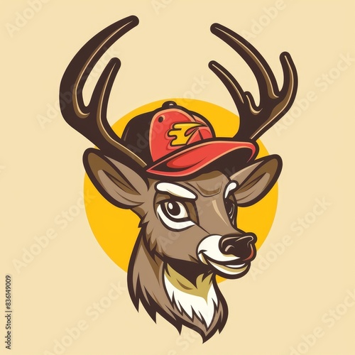 Deer mascot with baseball cap illustration photo