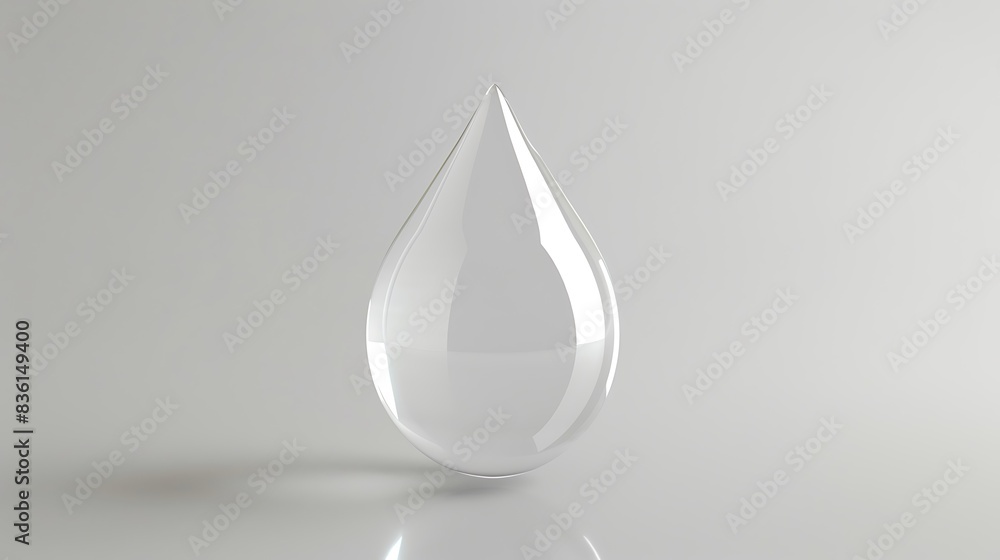 Detailed water drop with reflections, suspended against a white background. Detailed water drop with reflections, suspended against a white background.
