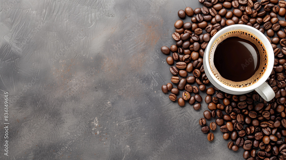 coffee bean and cup of coffee background with assortment. coffee bean and cup of coffee background with assortment.