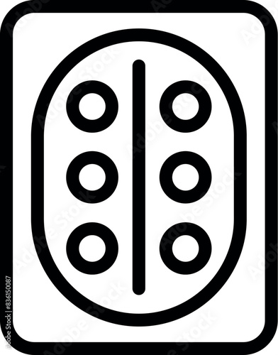 Simple line art illustration of a sewing button, isolated on a white background