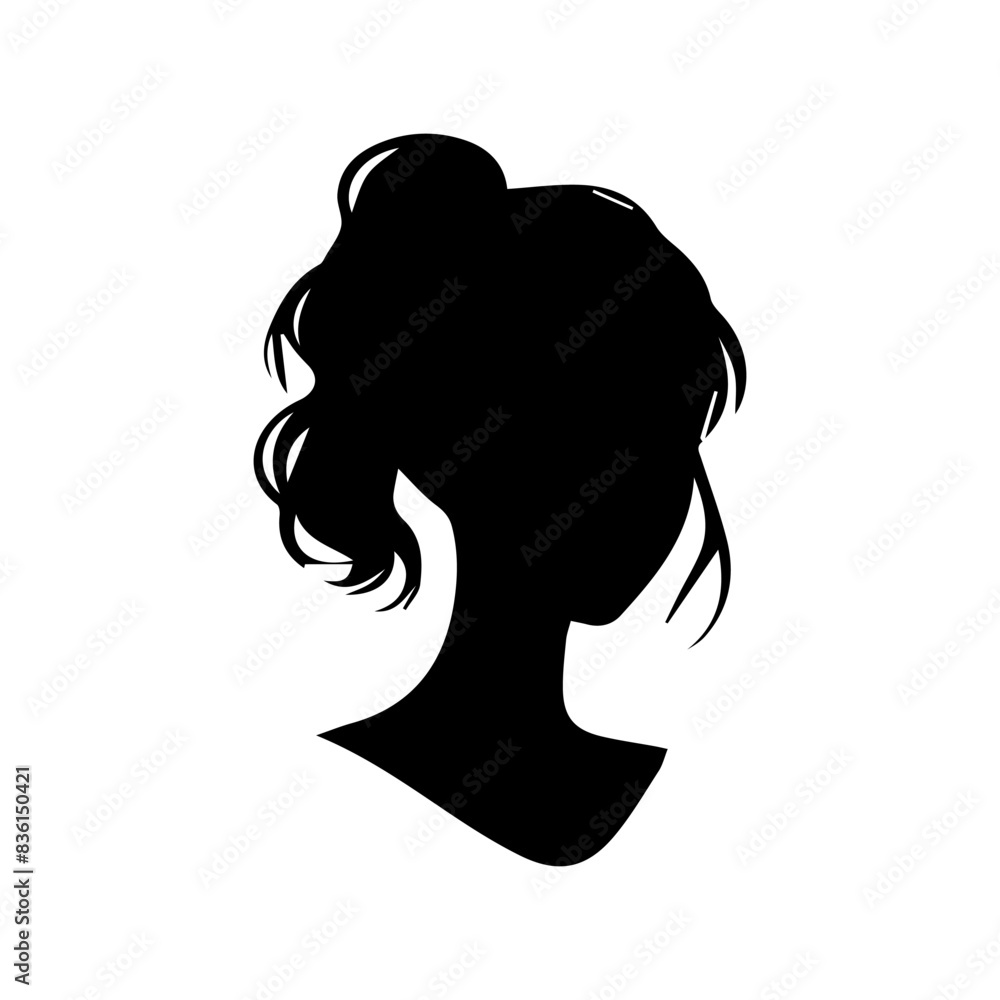 Woman head silhouette, face profile, vignette. Hand drawn illustration, isolated on white background. Design for invitation, greeting card, vintage style Woman head silhouette, face profile, vignette. Hand drawn illustration, isolated on white background. Design for invitation, greeting card, vintage style