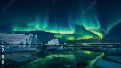 Majestic Arctic: Breathtaking Seascape with Massive Icebergs, Frozen Beauty: Arctic Seascape Featuring Massive Icebergs, Icy Splendor: Breathtaking Arctic Seascape with Massive Icebergs, Arctic Wonder