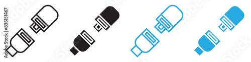 Open seat belt icon line art vector