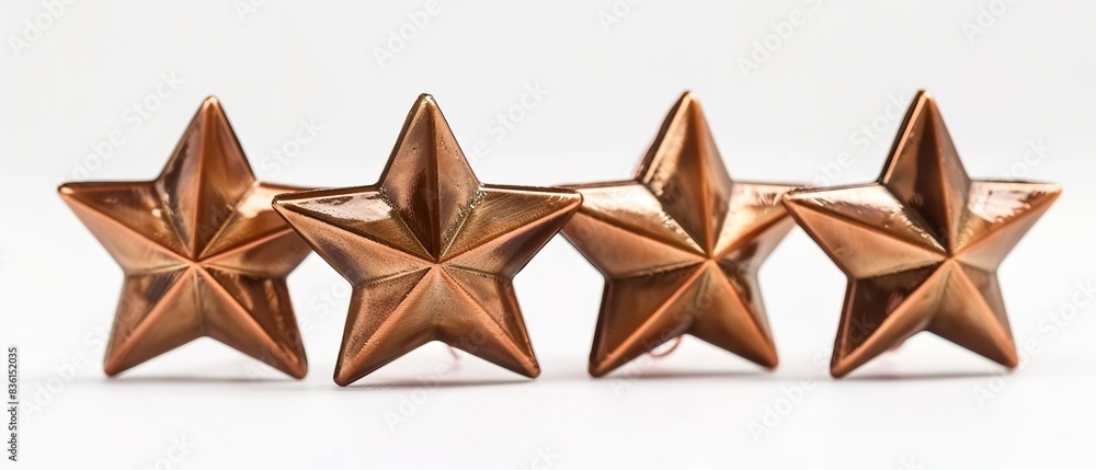 Obraz premium four bronze stars for product rating reviews for websites and mobile applications, white background