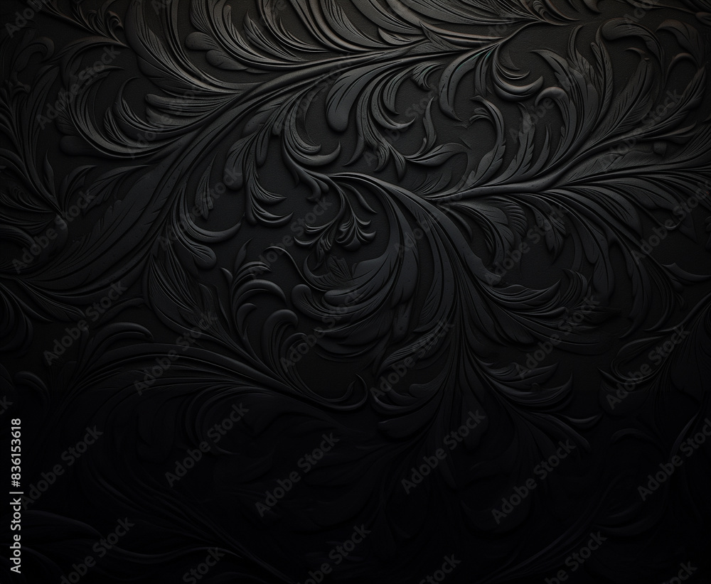 black background with luxury leaf style, vintage wallpaper, classic style, GenerativeAI
