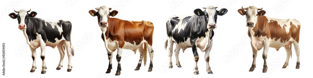 Cow farm animals isolated on transparent or white background Cow farm animals isolated on transparent or white background