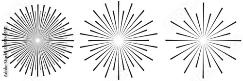 Radial circles design element. Expanding, converging circle lines from the center, epicenter.Radial, circular lines, spokes. Radiating lines, stripes. Concentric burst.