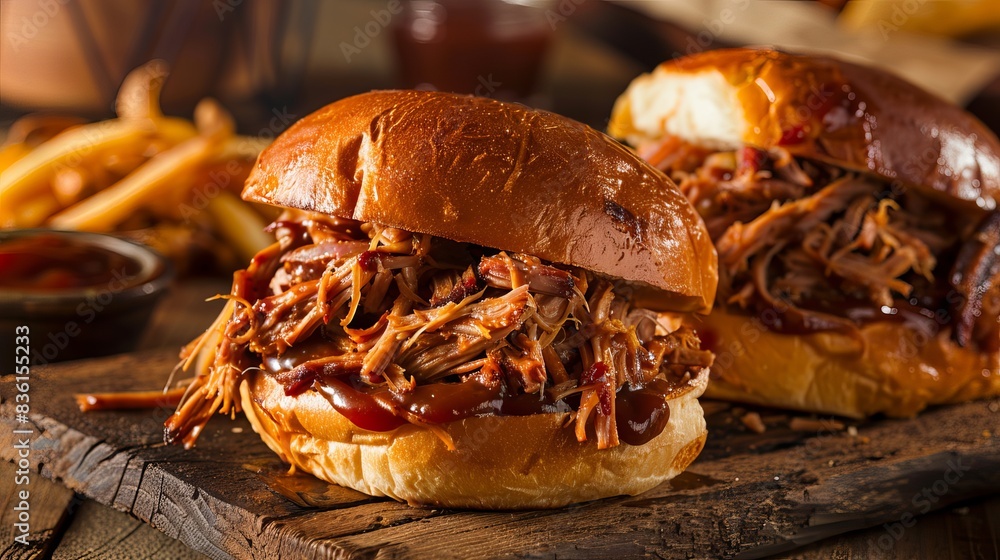 Close up of a pulled pork sandwich Close up of a pulled pork sandwich