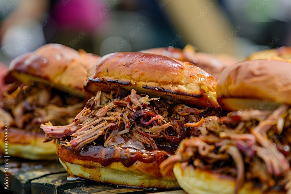 Close up of a pulled pork sandwich Close up of a pulled pork sandwich