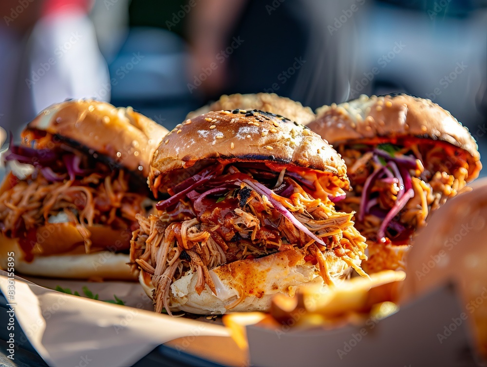 Close up of a pulled pork sandwich Close up of a pulled pork sandwich