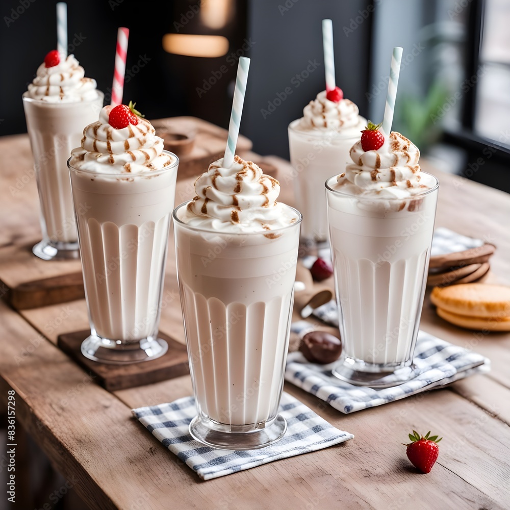 Free photo milkshake set on the table Free photo milkshake set on the table