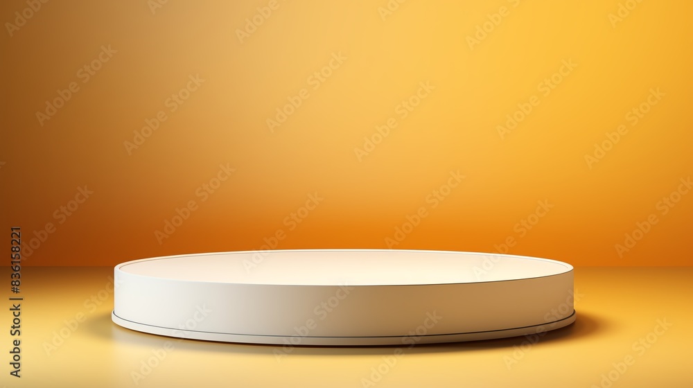 White podium on a yellow background. Ideal for product presentations. White podium on a yellow background. Ideal for product presentations.