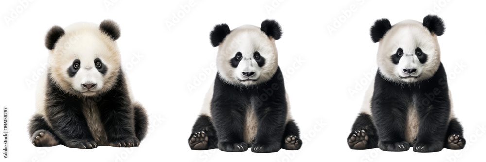 Panda isolated on transparent or white background Panda isolated on transparent or white background