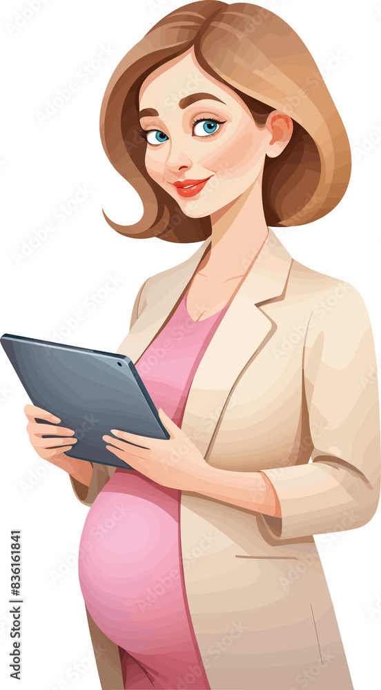 Pregnant working woman and tablet for the inclusion of pregnant women in the workplace, pregnancy discrimination, work life balance, single mom, business, modern workplace, infographic, human resource Pregnant working woman and tablet for the inclusion of pregnant women in the workplace, pregnancy discrimination, work life balance, single mom, business, modern workplace, infographic, human resource