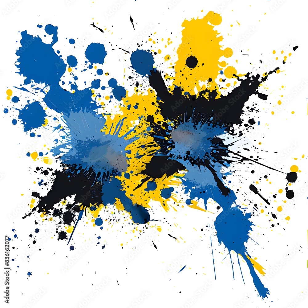 Fototapeta premium splash of paint in the middle of the white canvas, for a clothing logo, colors only dark blue