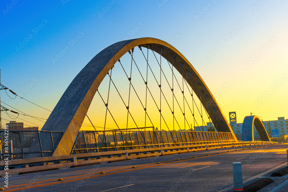 View of the 6th Street Bridge Arch at Sunset