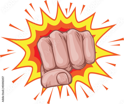 Fist Punch Hand Comic Pop Art Explosion Cartoon
