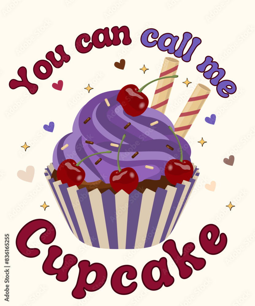 You can call me cupcake t-shirt design, cupcake t-shirt design, cute cupcake drawing. Vector illustration design for fashion graphics, t-shirt prints, posters. You can call me cupcake t-shirt design, cupcake t-shirt design, cute cupcake drawing. Vector illustration design for fashion graphics, t-shirt prints, posters.