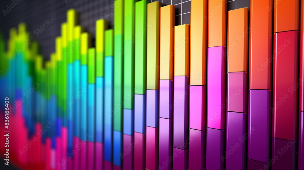 Obraz premium Colorful 3D Bar Charts - Data Visualization and Analytics