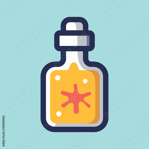 Starfish plankton in a jar flat illustration