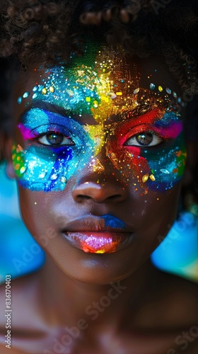 Joyful Young Woman at Colorful Festival